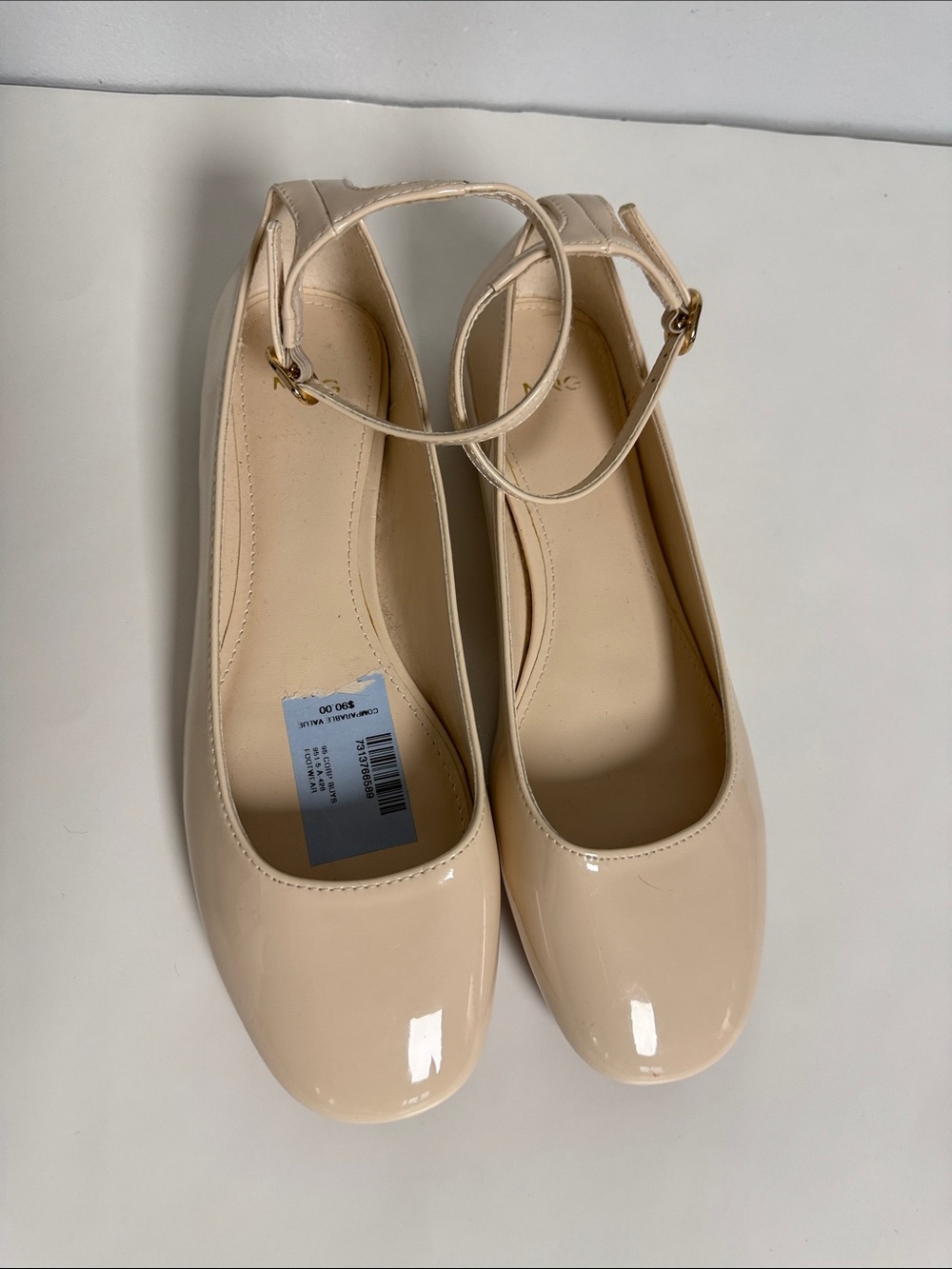 Mango Cream Patent Ankle-Strap Flats